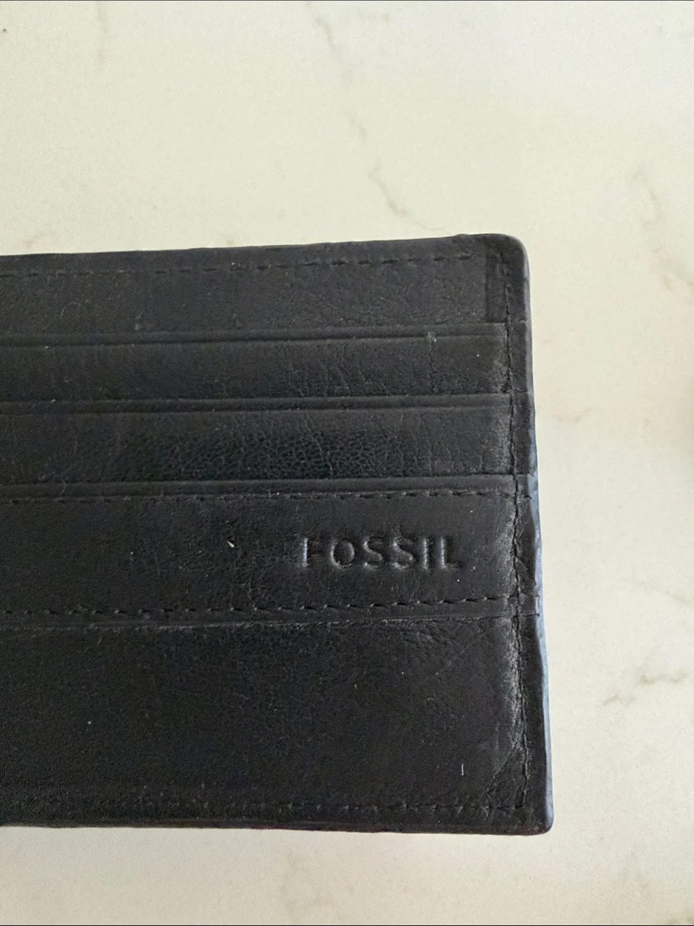 Fossil Black Leather Money Clip Wallet